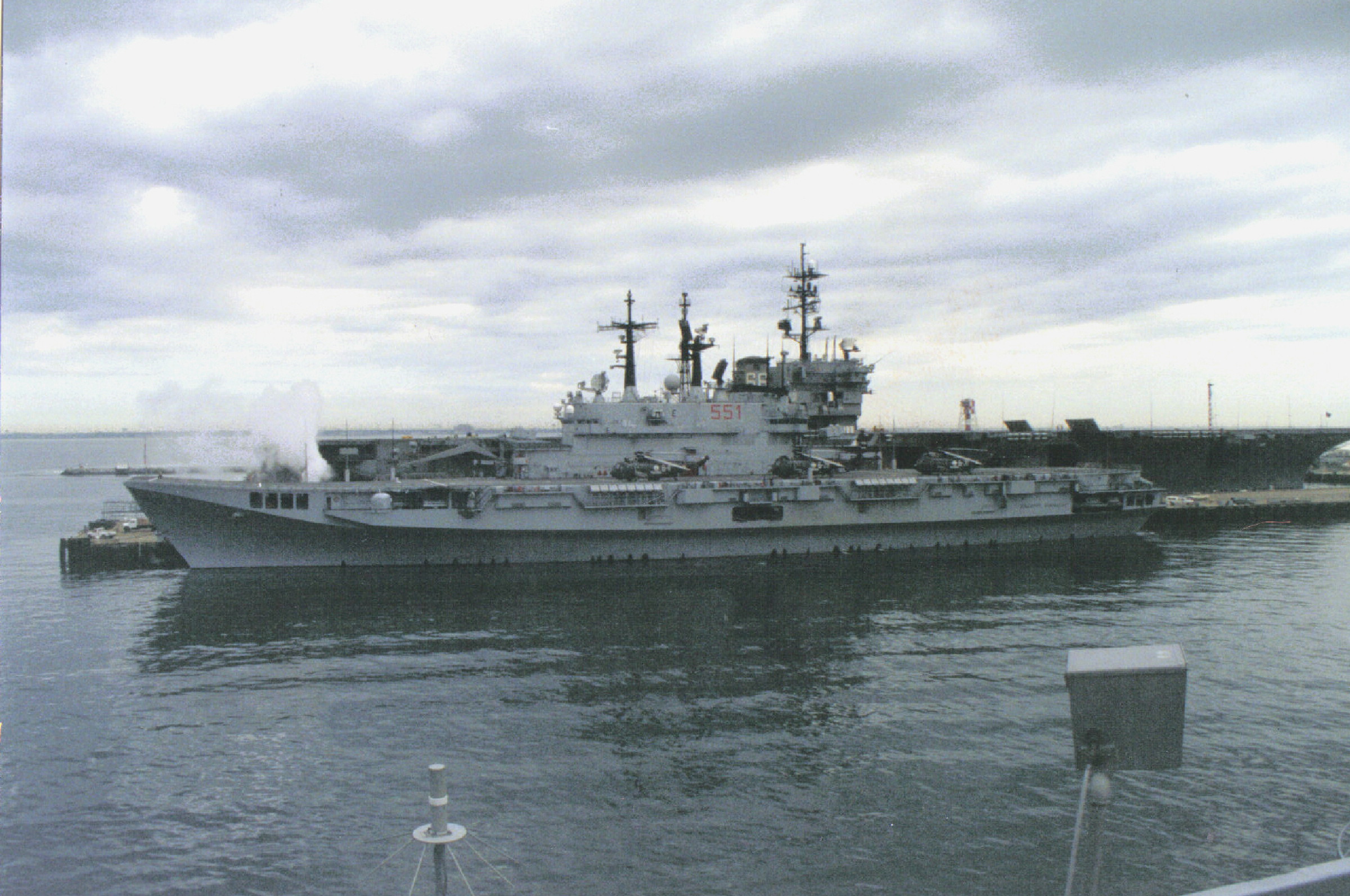 Italian Light Carrier Giuseppe Garibaldi with USS America in background, NOB, 1995 CVN-65.jpg