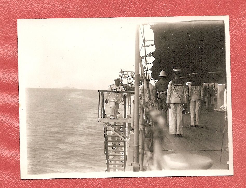 ROYAL NAVY HMS KENT CHINA STATION 1928 VICE ADMIRAL COMING ABOARD .JPG