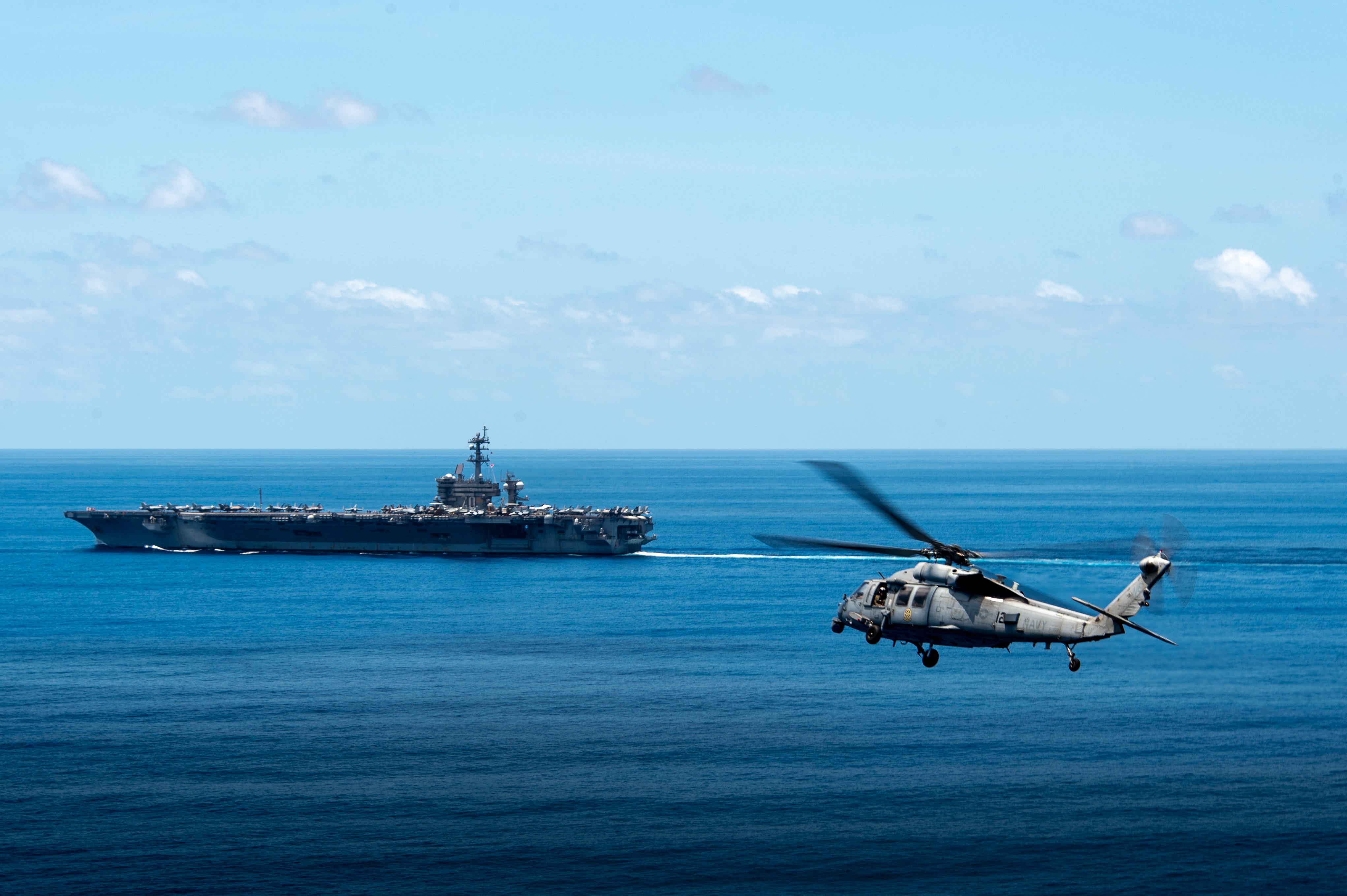 USS Carl Vinson (CVN 70) while transiting the Indian Ocean during a bilateral training exercise with the Royal Australian Air Force, Dec. 17, 2021.jpg