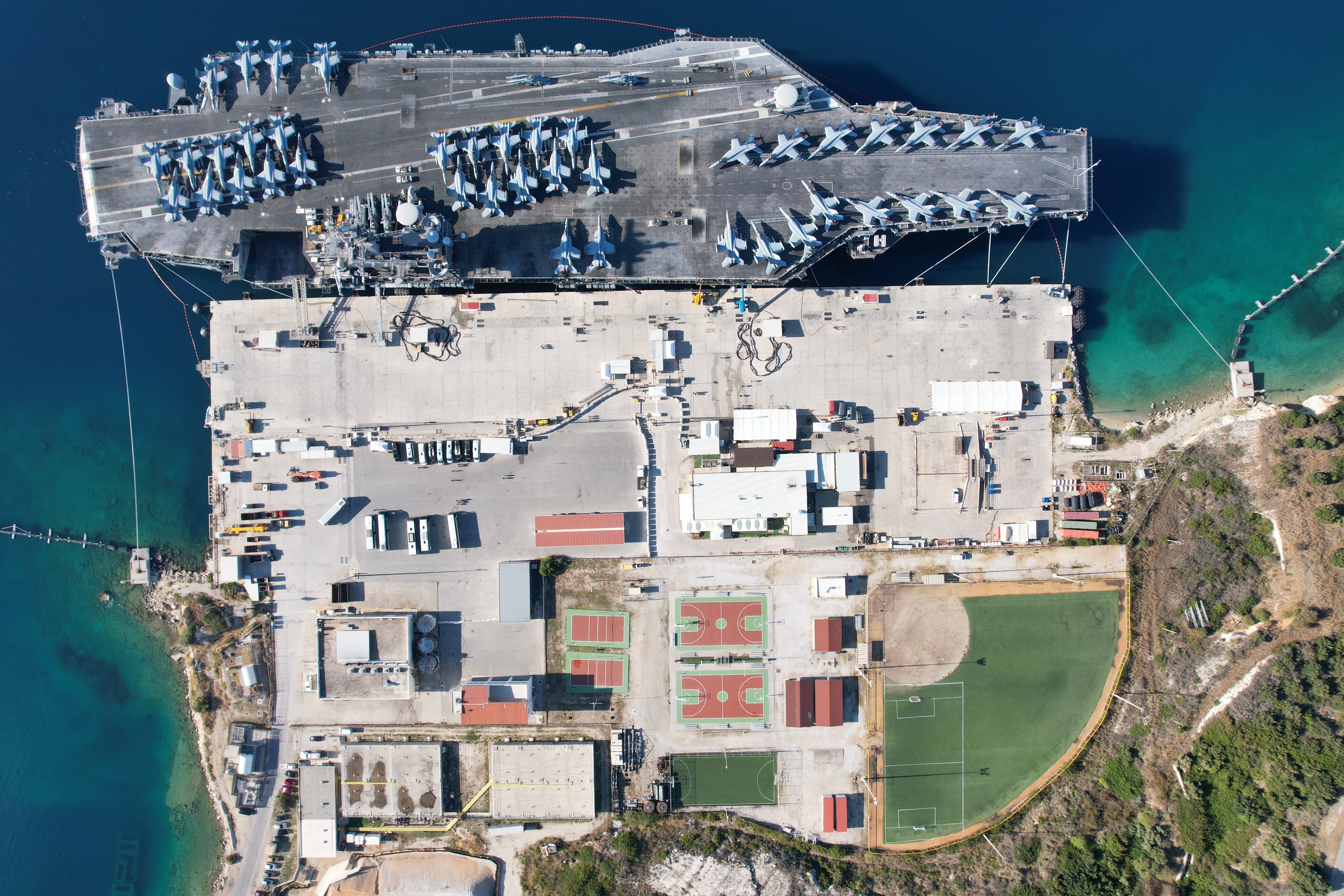USS George H.W. Bush (CVN 77) is seen pierside at the NATO Marathi Pier Complex in Souda Bay, Crete, during a scheduled port visit, Oct. 9, 2022. The George H.W. Bush Carrier Strike Group is on a scheduled deployment..JPG